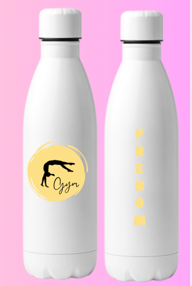Gourde Bouteille GYM rond pastel personnalisable