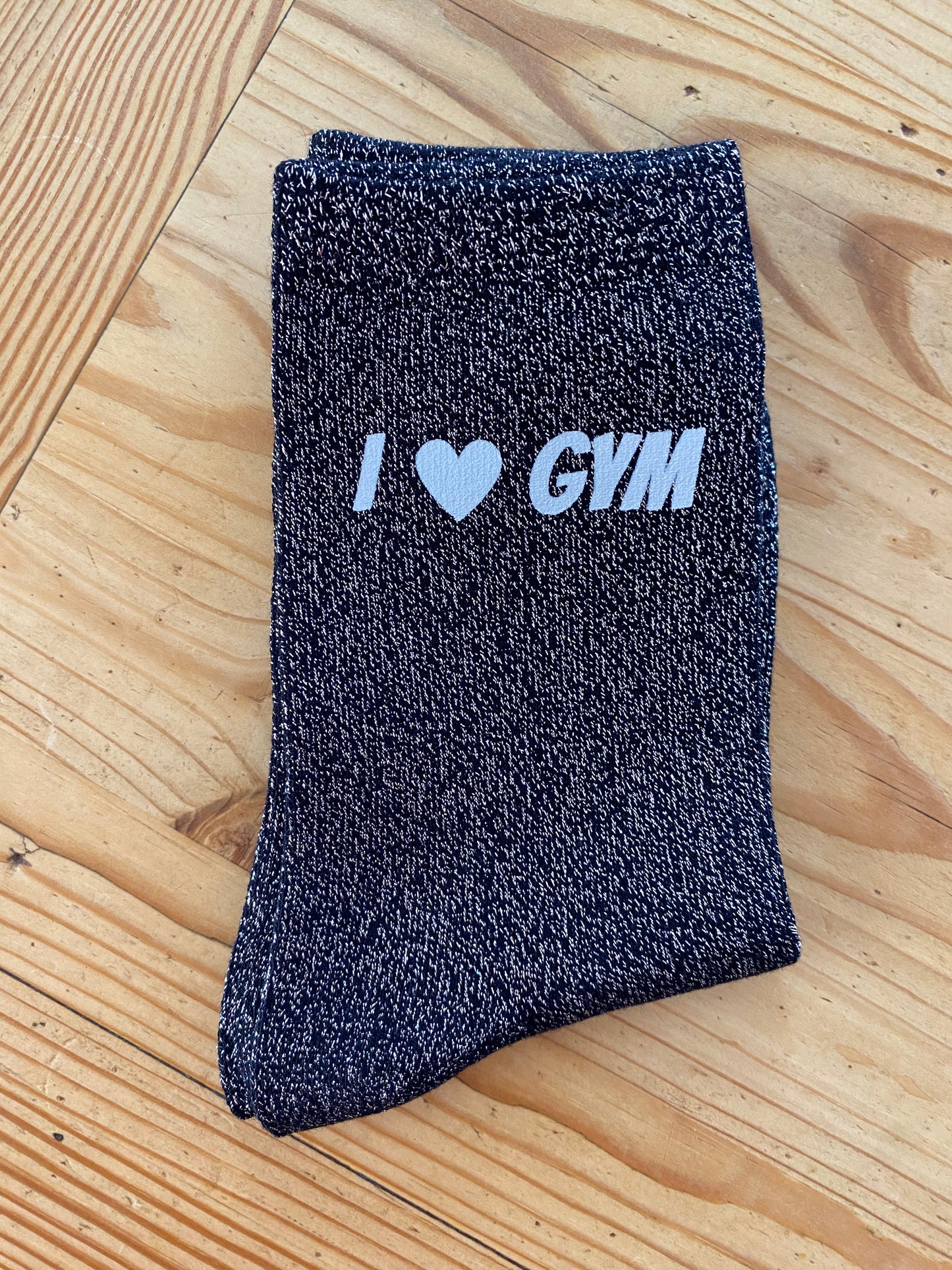Chaussettes à paillettes I love gym