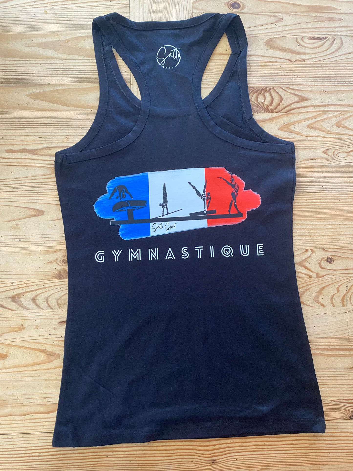 T shirt ou débardeur tricolore FRANCE gym (existe en noir blanc gris rouge)
