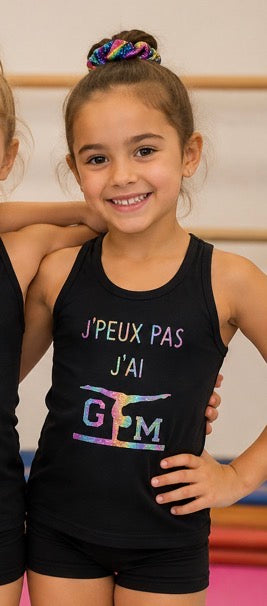 Débardeur noir coton J'Peux pas j'ai Gym