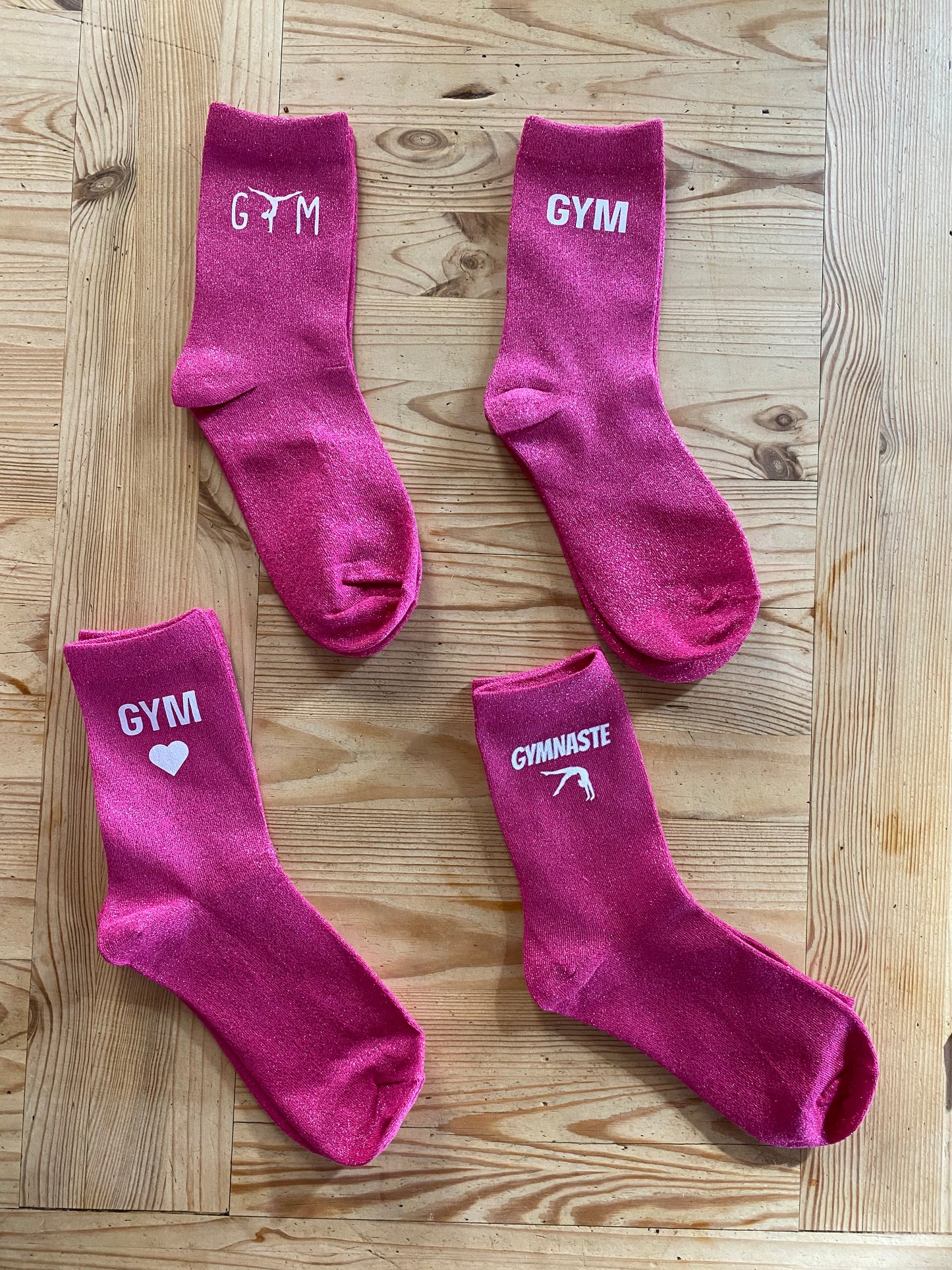 CHAUSSETTES A PAILLETTES ROSE FUSHIA GYM