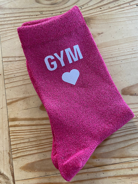 CHAUSSETTES A PAILLETTES ROSE FUSHIA GYM
