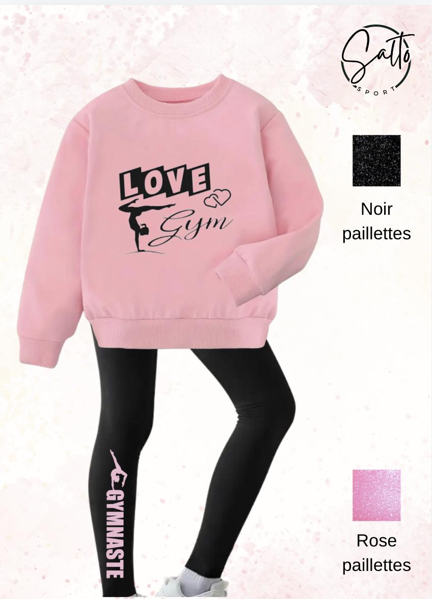 Ensemble sweat et leggings gymnastique gym au choix ROSE ou VIOLET ou FUSHIA